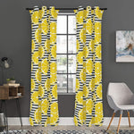 Lemon Striped Pattern Print Curtain