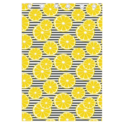 Lemon Striped Pattern Print Curtain
