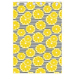Lemon Striped Pattern Print Curtain
