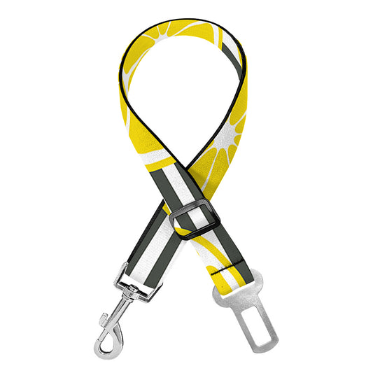 Lemon Striped Pattern Print Dog Seat Belt