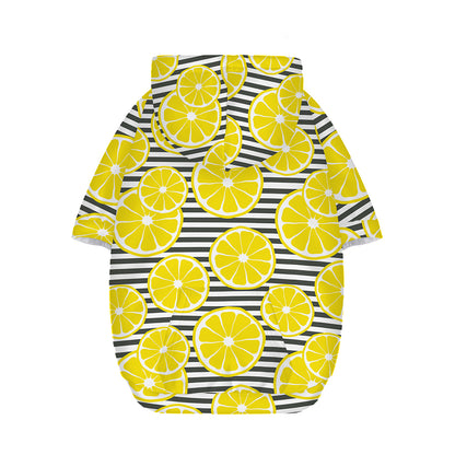 Lemon Striped Pattern Print Dog Zip Up Hoodie