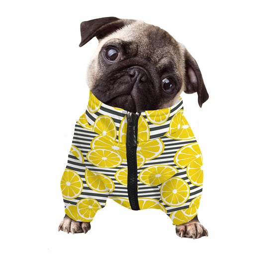 Lemon Striped Pattern Print Dog Zip Up Jacket