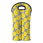 Lemon Striped Pattern Print Double Neoprene Wine Tote