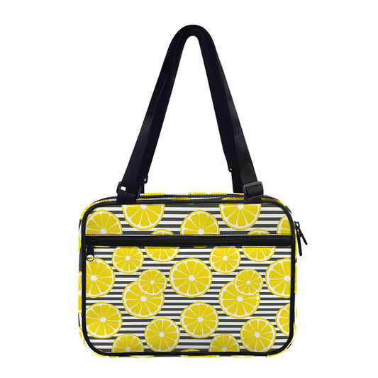 Lemon Striped Pattern Print Double Strap Bible Bag