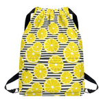 Lemon Striped Pattern Print Drawstring Backpack