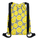 Lemon Striped Pattern Print Drawstring Backpack