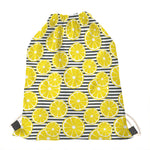 Lemon Striped Pattern Print Drawstring Bag
