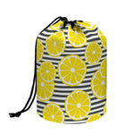 Lemon Striped Pattern Print Drawstring Makeup Bag