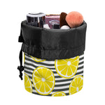 Lemon Striped Pattern Print Drawstring Makeup Bag