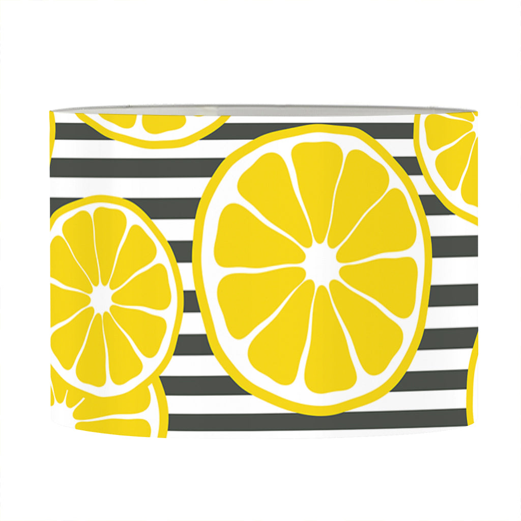 Lemon Striped Pattern Print Drum Lamp Shade