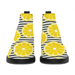 Lemon Striped Pattern Print Flat Ankle Boots