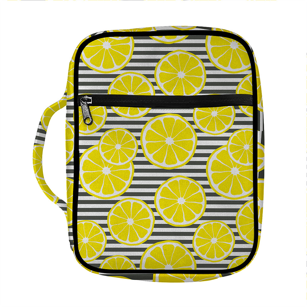 Lemon Striped Pattern Print Front Pocket Bible Bag