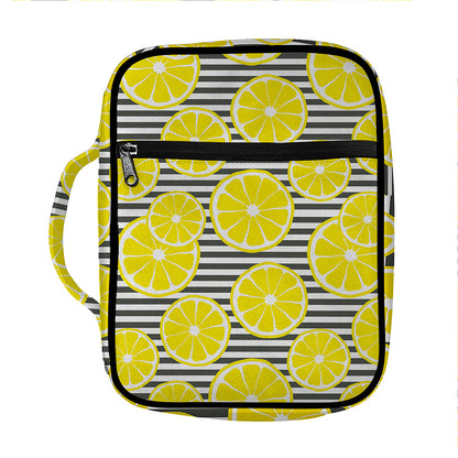 Lemon Striped Pattern Print Front Pocket Bible Bag