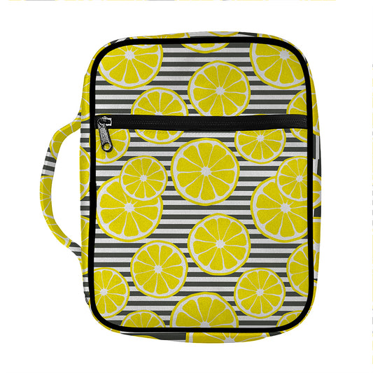 Lemon Striped Pattern Print Front Pocket Bible Bag