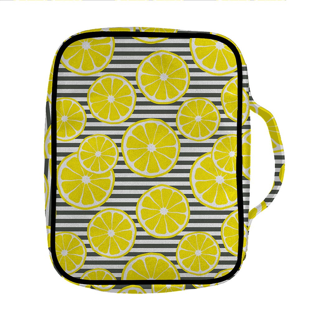 Lemon Striped Pattern Print Front Pocket Bible Bag