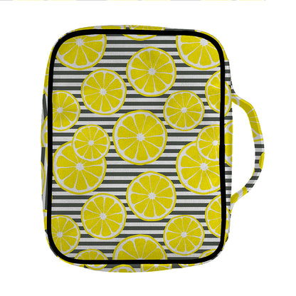 Lemon Striped Pattern Print Front Pocket Bible Bag
