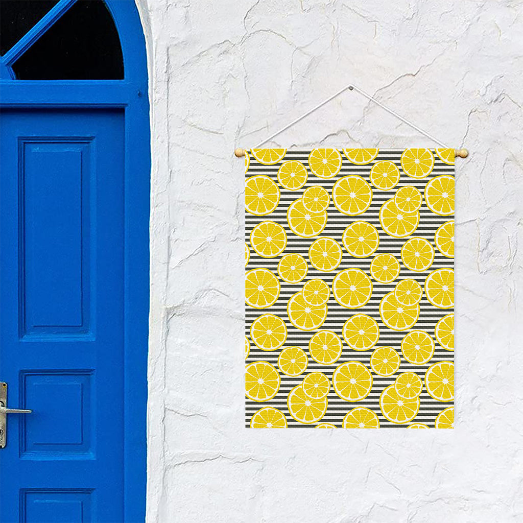 Lemon Striped Pattern Print Garden Flag