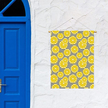 Lemon Striped Pattern Print Garden Flag