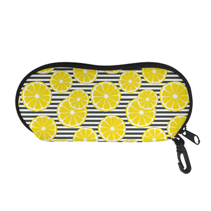 Lemon Striped Pattern Print Glasses Case