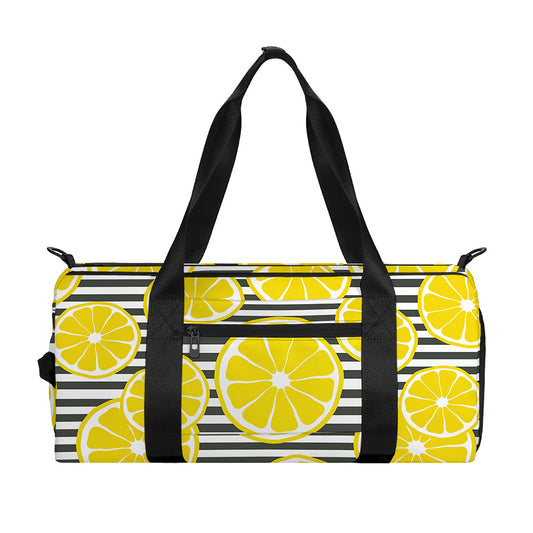 Lemon Striped Pattern Print Gym Bag