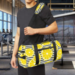 Lemon Striped Pattern Print Gym Bag