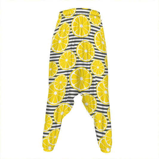 Lemon Striped Pattern Print Hammer Pants
