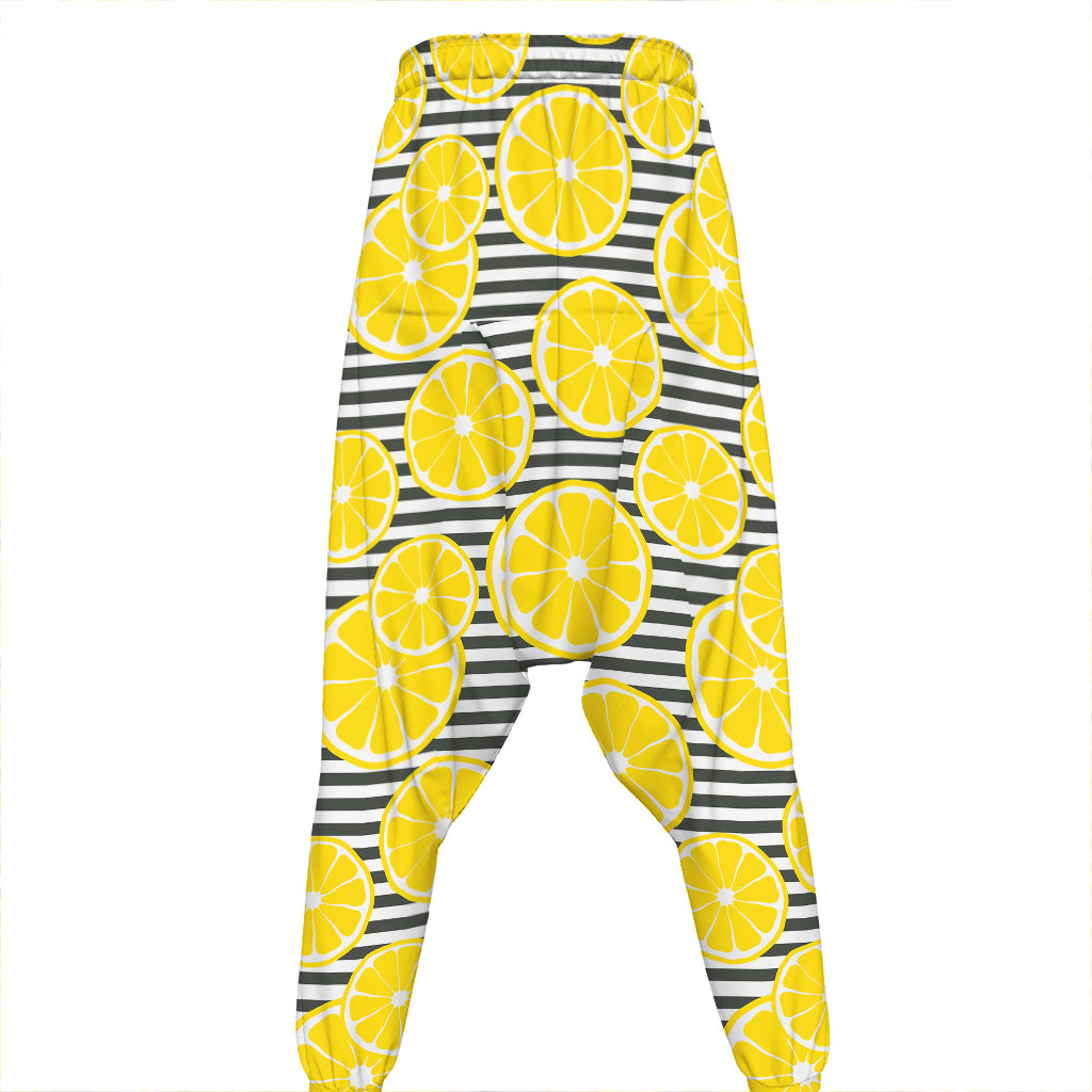 Lemon Striped Pattern Print Hammer Pants