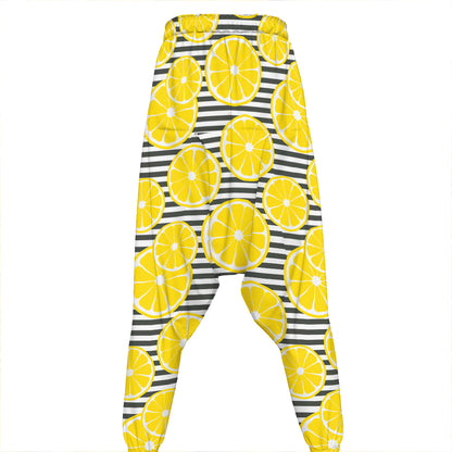 Lemon Striped Pattern Print Hammer Pants