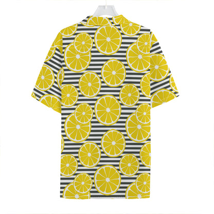 Lemon Striped Pattern Print Hawaiian Shirt