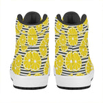 Lemon Striped Pattern Print High Top Leather Sneakers