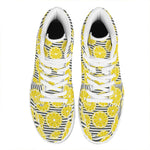 Lemon Striped Pattern Print High Top Leather Sneakers