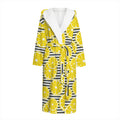 Lemon Striped Pattern Print Hooded Bathrobe