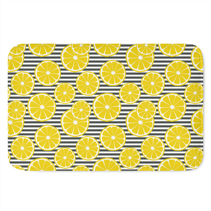 Lemon Striped Pattern Print Indoor Door Mat