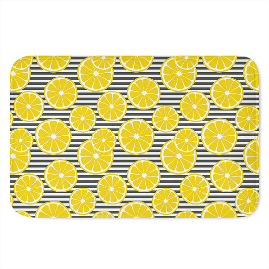 Lemon Striped Pattern Print Indoor Door Mat