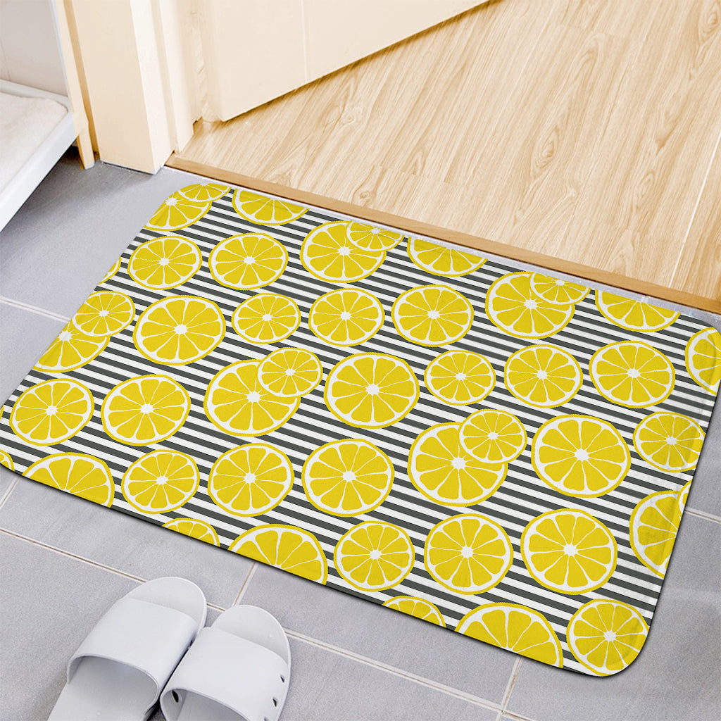 Lemon Striped Pattern Print Indoor Door Mat