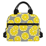Lemon Striped Pattern Print Insulated Lunch Bag