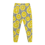 Lemon Striped Pattern Print Jogger Pants