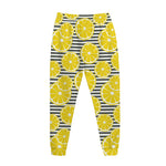 Lemon Striped Pattern Print Jogger Pants