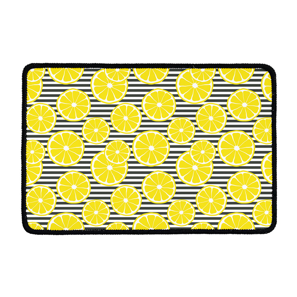 Lemon Striped Pattern Print Kitchen Mat