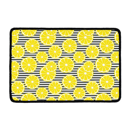 Lemon Striped Pattern Print Kitchen Mat