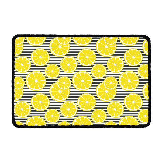 Lemon Striped Pattern Print Kitchen Mat