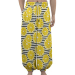 Lemon Striped Pattern Print Lantern Pants