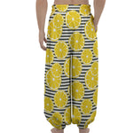 Lemon Striped Pattern Print Lantern Pants