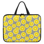 Lemon Striped Pattern Print Laptop Sleeve With Handle