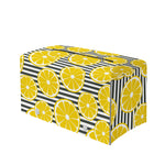 Lemon Striped Pattern Print Leather Tissue Box Cover