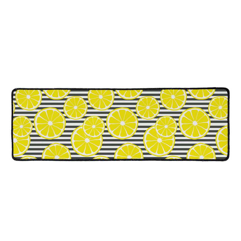 Lemon Striped Pattern Print Long Kitchen Mat