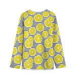 Lemon Striped Pattern Print Long Sleeve Short Coat