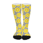 Lemon Striped Pattern Print Long Socks