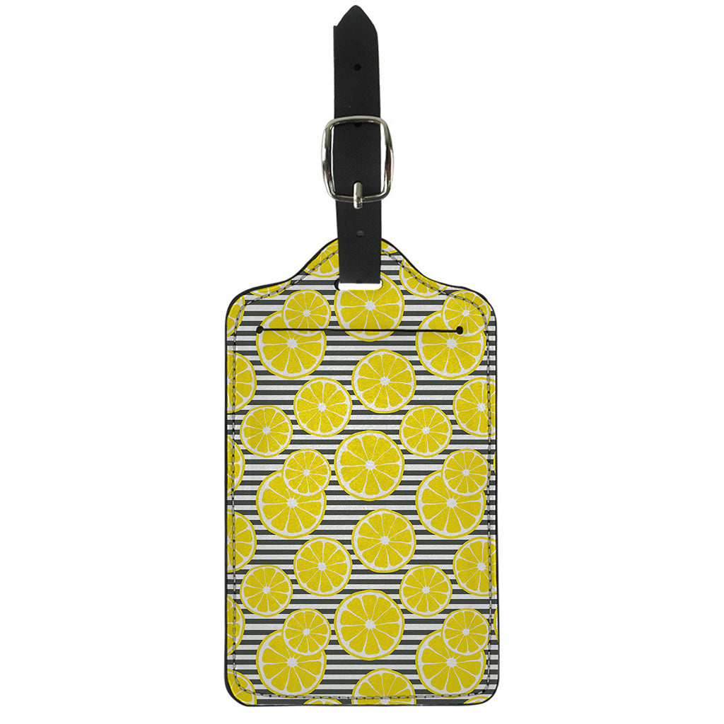 Lemon Striped Pattern Print Luggage Tag