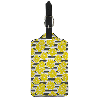 Lemon Striped Pattern Print Luggage Tag